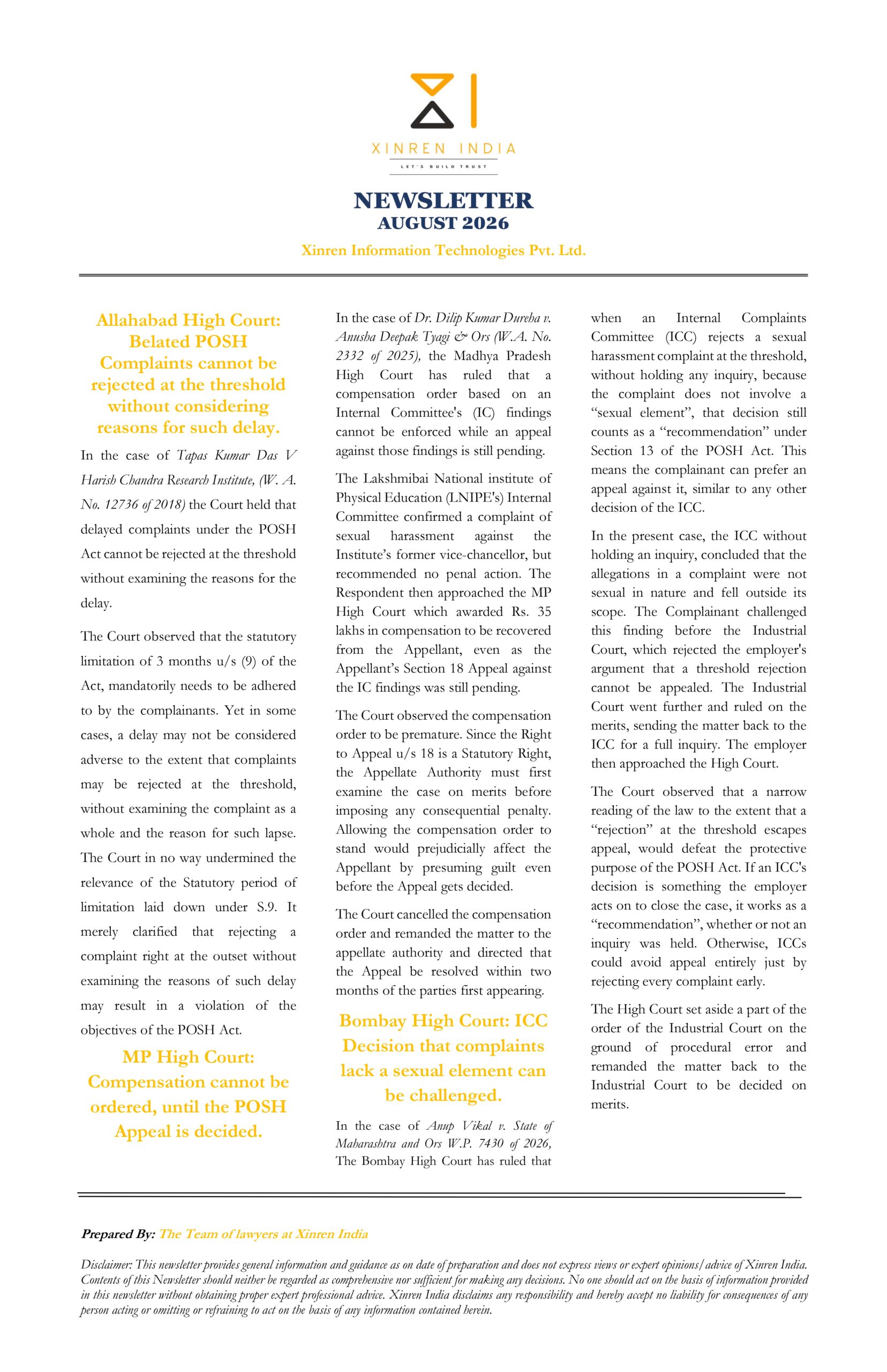 Xinren Newsletter August 2026